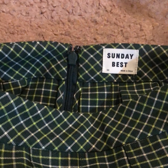 Sunday best green pleated plaid mini skirt - Picture 4 of 4